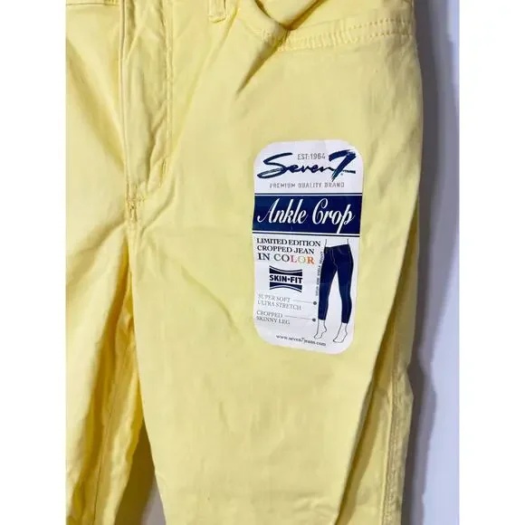 NEW Seven for all Mankind  Sz 8 Yellow Ankle Crop Pants NWT Womens - Picture 4 of 5